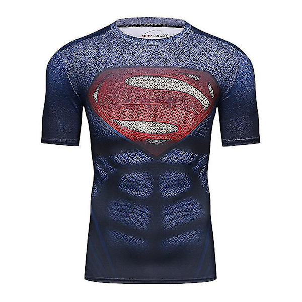 Superhelt Punisher Kort Ermet Sports T-skjorte Trening 3D Kompresjon Hurtig Tørking Trening Menn Løping Trening Fitness Topp Rashguard 1 M