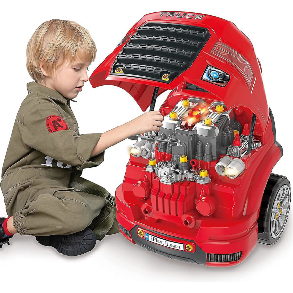 Stor lastbilsmotorleksak Set för 3-5-åriga småbarn Stor lastbilsbyggsats Ta isär Motorfordon låtsaslek Bilservicestation