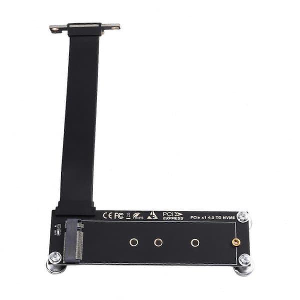 M.2 NVMe SSD-forlængerkabel med 90° vinkeladapter til stationær pc, PCI-E 4.0 X1 til M Key NGFF Riser Card Support Black