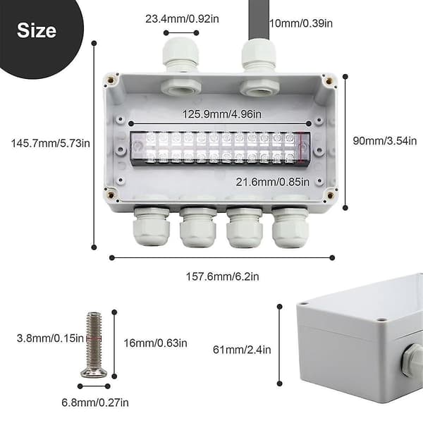 Ip66 Vanntett Koblingsboks 2 Inn 4 Ut Vanntett Elektrisk Boks For 4-8Mm Diameter Ledninger