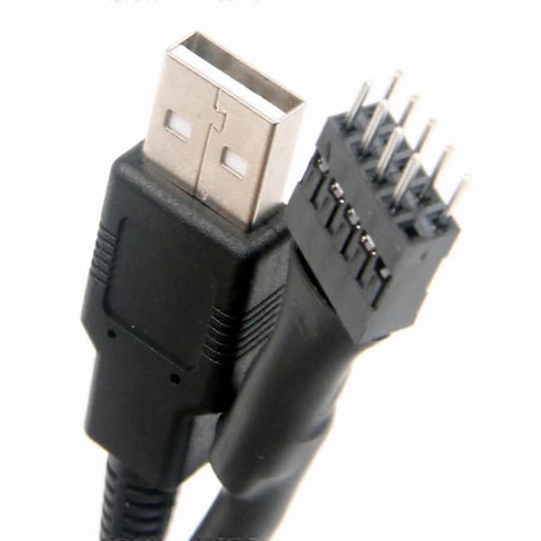 9-pin hann til ekstern USB A hann PC hovedkort intern dataforlengelseskabel 20 cm Black