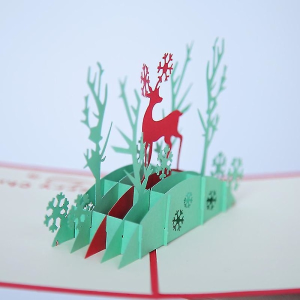 Joulutervehdyskortti 3D seisova joulukortti, kolmiulotteinen onnittelukortti, joulukortti Joulukortti, jouluhirvi