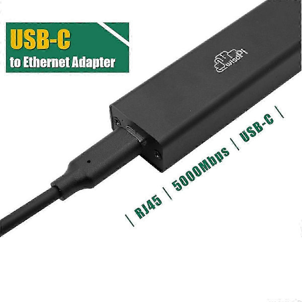 USB 3.2 til 5GbE-adapter (-UT5) Kablet LAN-netværksforbindelse 5G, 2.5G, 100Mbps, 5000Mbps USB-C til RJ4