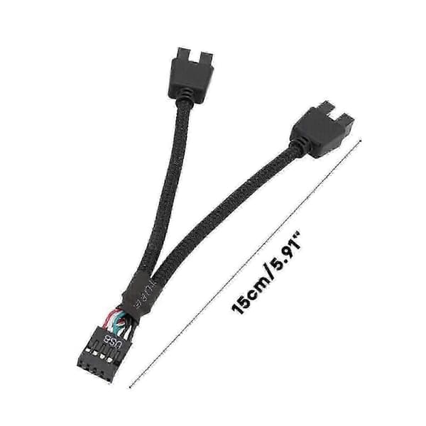 Bundkort USB 2.0 9-bens Header 1 til 2 Forlænger Hub Splitter Adapter Konverter Js
