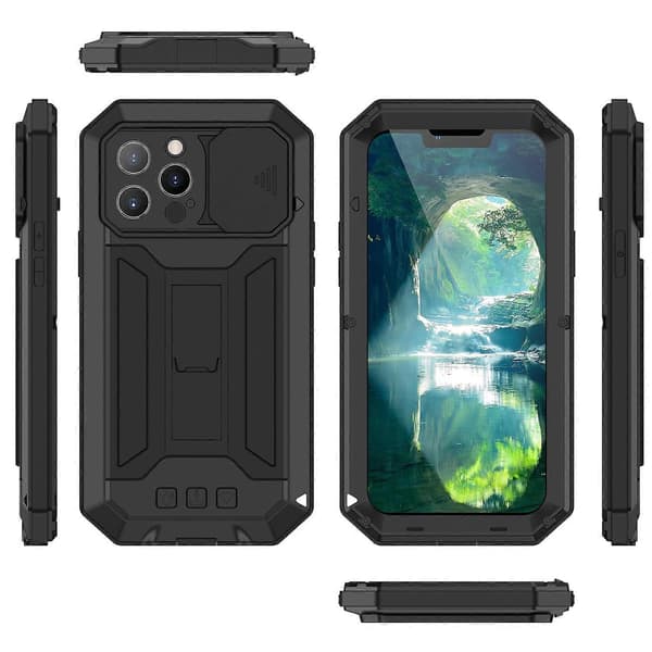 R-JUST Skyvedeksel med holder for iPhone 13 Pro MaxCJY Black