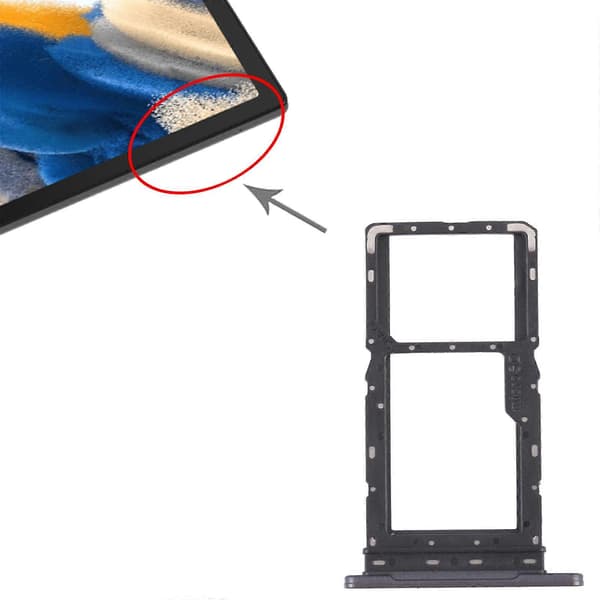 (Ny) För Samsung Galaxy Tab A8 10.5 2021 SM-X200/X205 SIM-kortfack + SIM-kortfack / Micro SD-kortfack Black
