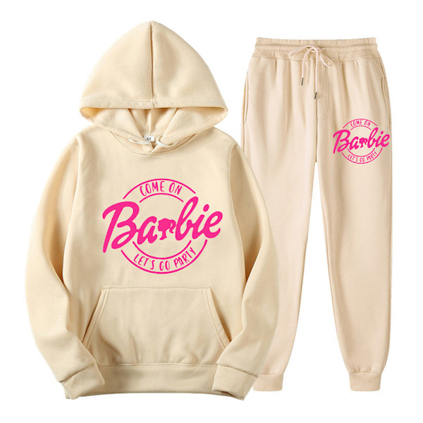 Kvinne Menn Barbie Hoodie+Bukse Antrekk Lang Ermet Sportsklær Sett Aprikos apricot S