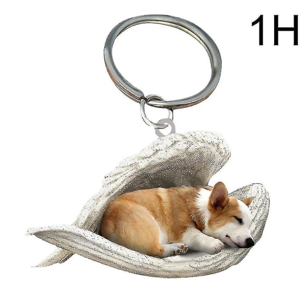 Riippuva koriste-avaimenperä Söpö nukkuva enkeli koiran siipi riipus koiran lahja Corgi