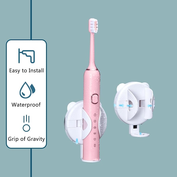 2 stk elektrisk tannbørsteholder, veggmontert tannbørsteholder, selvklebende tannbørsteholder