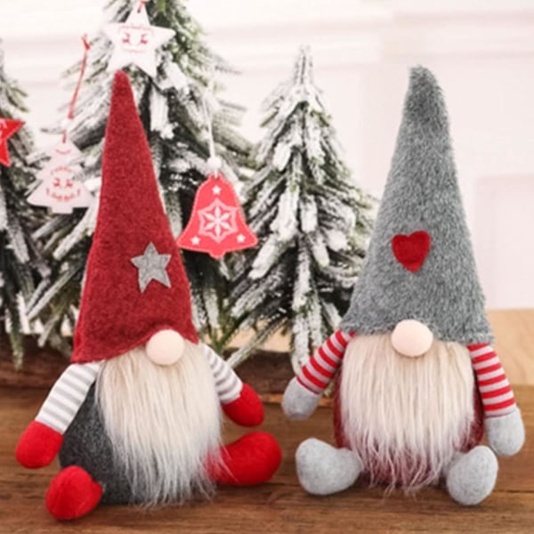 2 stk. Plys Jule Nisse - Jule Nisse Dekorationer Hjem, Plys Elf Nisse Dekoration, Elf Figur Dukke Julepynt Dekoration, Plys Nisse Til Jul