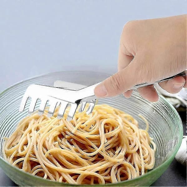 2-pak pastatang i rustfrit stål, køkkenspaghettigafler, serveringstang til nudler