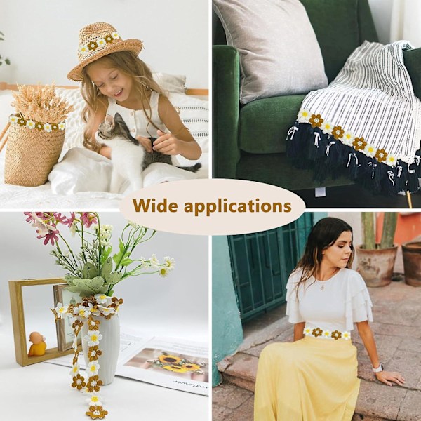 Brun Blommig Spetsband - Elegant och Mångsidig Kantning för DIY Kläder och Hantverk