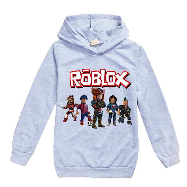 ROBLOX 3D print børne hættetrøje frakke langærmet sweater top grå grey 130cm