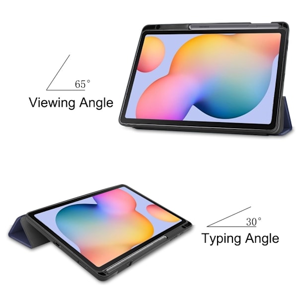Samsung Galaxy Tab S6 Lite - Tri-Fold Fodral med Pennhållare - Mörkblå 210