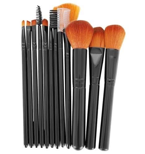 Makeup børster 12-pak med etui sort