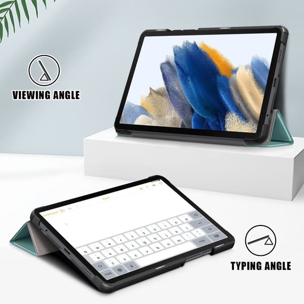 Samsung Galaxy Tab A9 Deksel Tri-Fold PU Lær Svart Grønn