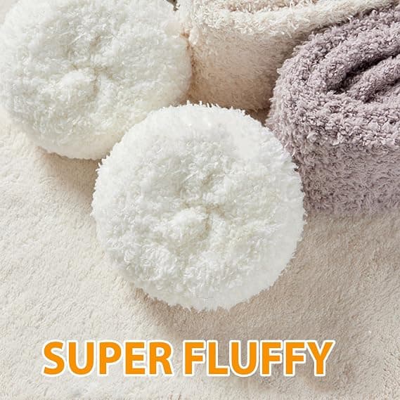 Vinterstrømper til kvinder, 5 par koralfleece gulvstrømper, tykke, fluffy, fnugfri, one size