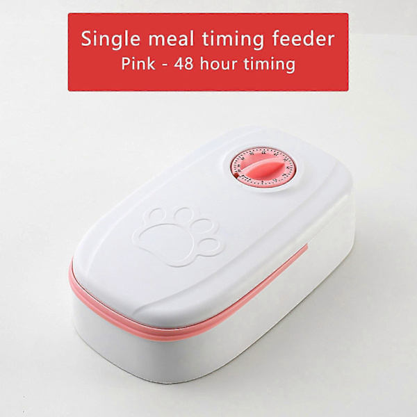 Automatisk kattefoderdispenser tidsforseglet foderautomat, kæledyrsfoderautomat med timer, tidsindstilling og kontrol af foder, foderdispenser, 48-timers timing lyserød Pink