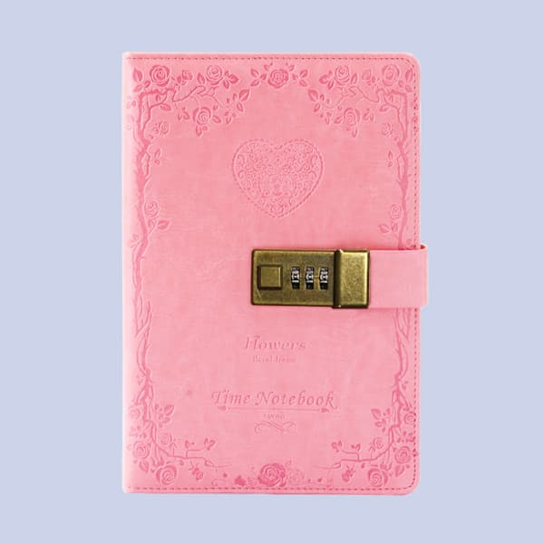 Dagbog med lås til piger - Læder kodeordslås journal søde hemmelige dagbøger notesbog med A5 pink A5 pink