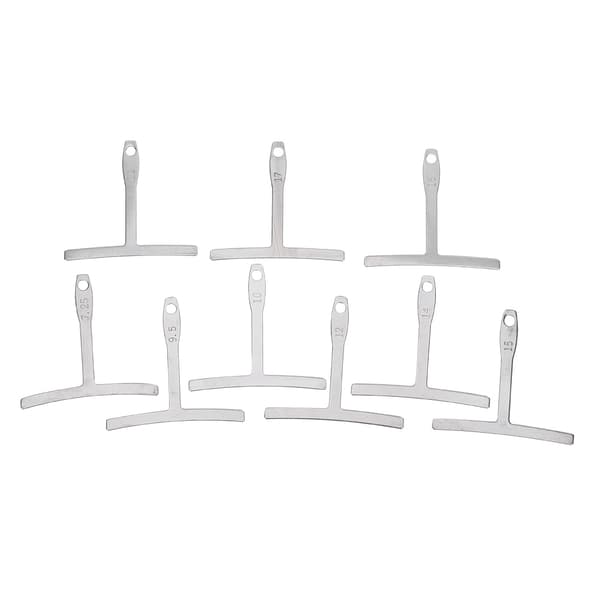 9st Gitarr Radiusmätare Rostfritt Stål T-formad Linjal Greppbräda Mätning Luthier Verktyg (Silver)