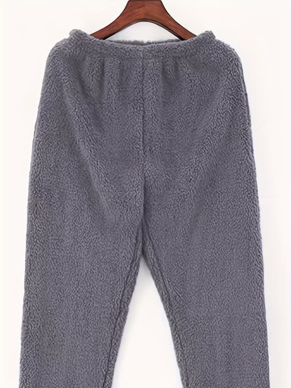 Vintervarme pyjamasbukser med fødder til kvinder, hyggelige, bløde, elastisk talje, maskinvaskbare Mørkegrå S