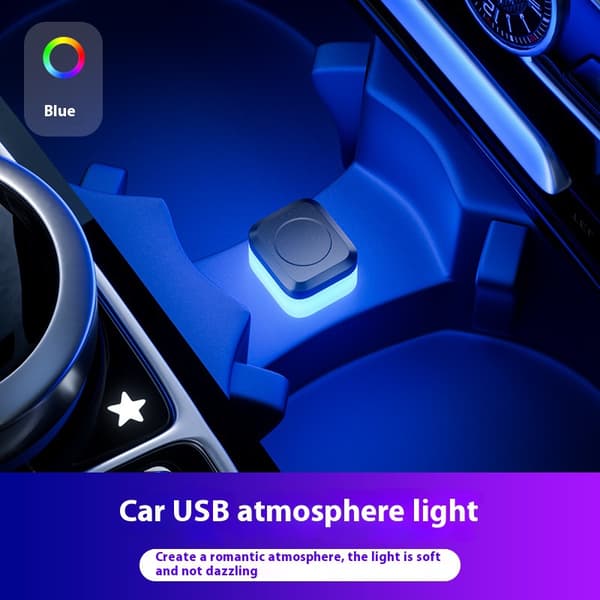 x USB Mini LED-lampa biltillbehör neon stämningsbelysning blå Blue