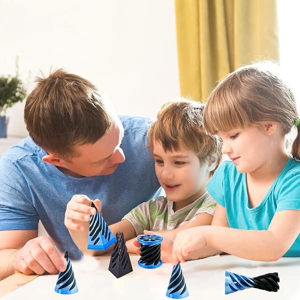 Pakke med Impossible Cones, Spiral Cones Fidget Legetøj Impossible Pyramid End-to-End Legetøj blå blue