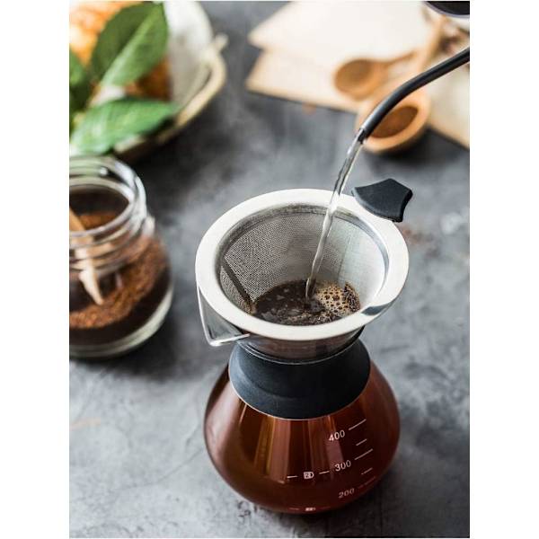 Manuell filterkaffemaskin med filter i rustfritt stål, 200 ml