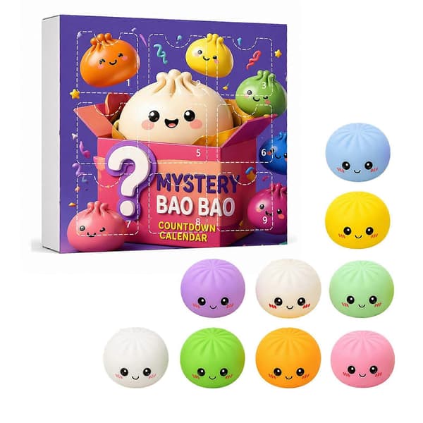 Dumpling Julekalender Fidget Squishy 24 Dages Nedtællingskalender Sød Blød Dejkugle H