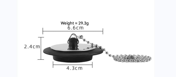 Universal badekarprop med 40 cm rustfri stålkæde - Afløbsprop til badeværelse og køkken (1,65-1,77 tommer)