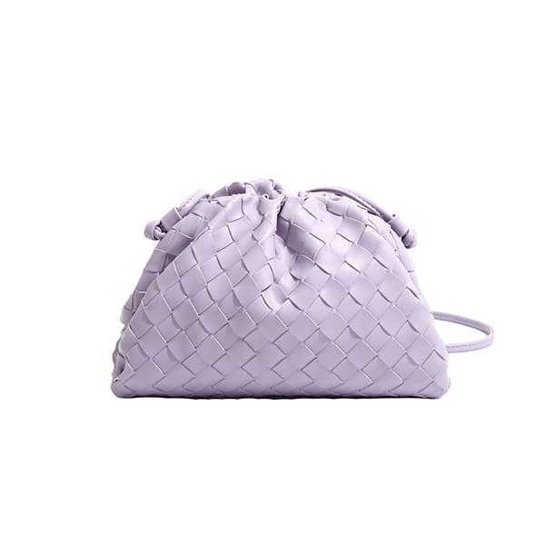 PU vævet mulepose, sky mini læderclutch kaffebrun coffee brown