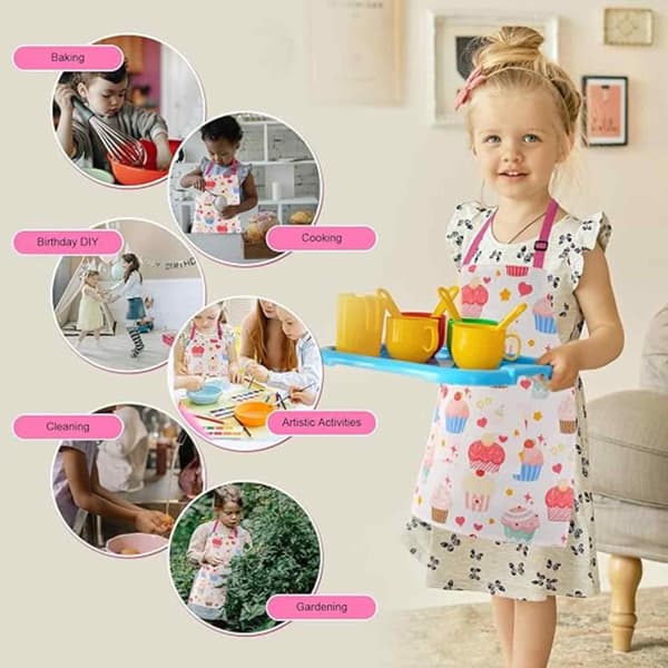Forkle for barn til matlaging og baking, barneforkle, universelt forkle med lommer for barn, småbarn, egnet for barn