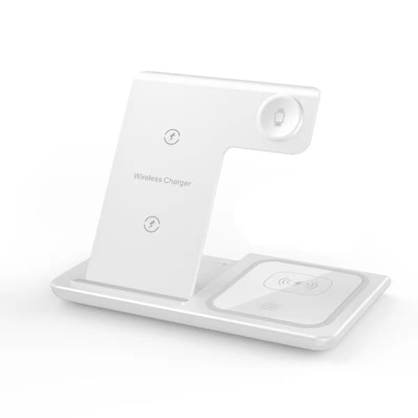 3-i-1 Ladestation til iPhone, Apple Watch og AirPods Hvid