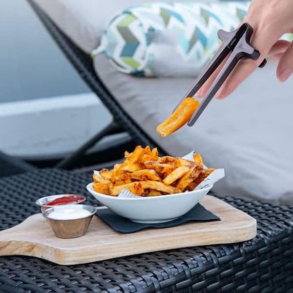 6 svarte fingerpinner, late spisepinner for snacks