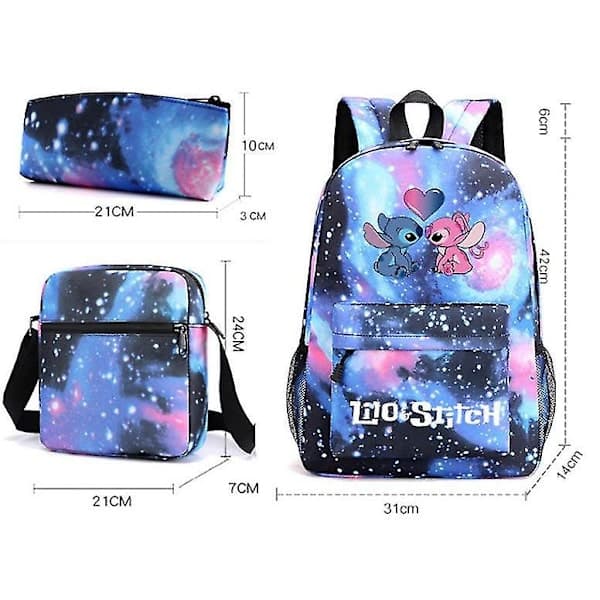 Lilo & Stitch Ryggsäck Tredelat set Skolväska grå! gray