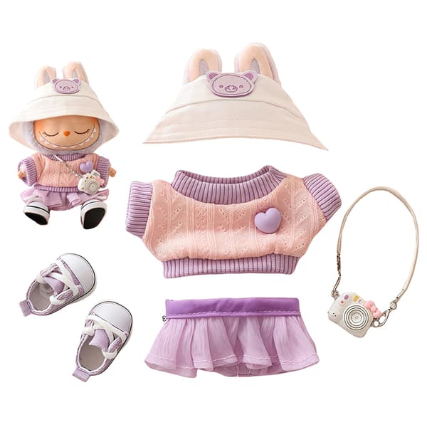 5 stykker tøj til Labubu dukker, tilbehør, stilfuld Kawaii Ou A2