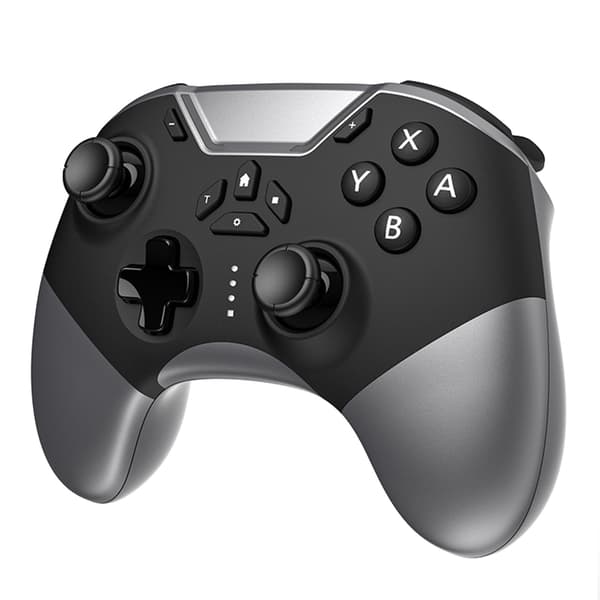 Bluetooth spillkontroller multifunksjonell trådløs gamepad med strømdisplay for Switch PC Telefon Nettbrett TV Svart