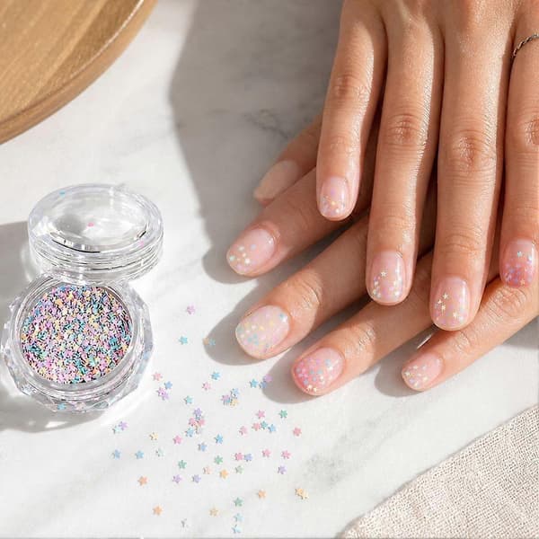 Nagelpaljetter Box - Macaronfärger, 0.1cm, UV Gel, 3D Dekorationscirkel circle