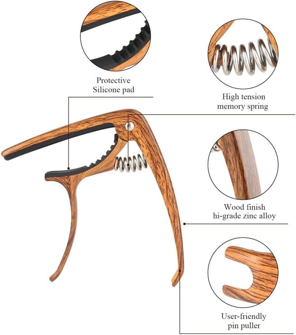 Guitar capo, zinklegering, egnet til akustisk guitar, ukulele, bas, mandolin osv.