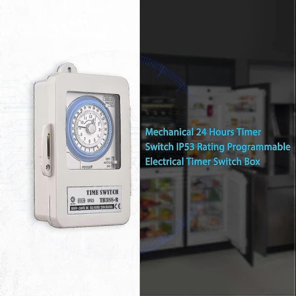 24-timmars timer IP53-klassad programmerbar Al timerbox AC 100-240V 15 minuters intervall 96 gånger på/av - q36