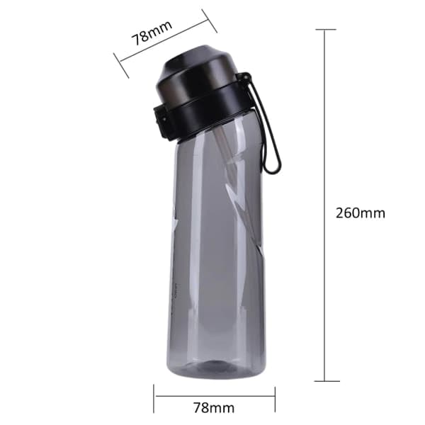 Vandflaske med 7 duftkapsler, mat sort, 650 ml, egnet til camping, sort.