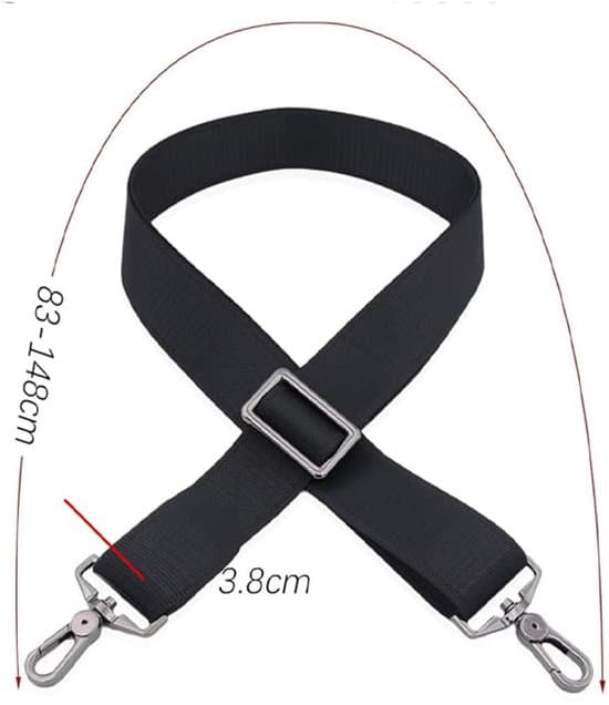 ING Taskerem - Justerbar 83-148cm - 3.8cm bred - Sort