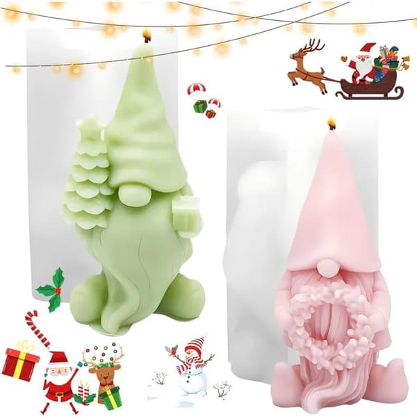 stk. 3D jule silikoneform, silikoneforme til julemanden, til julelys, duftlys, sæber, slik, chokolade