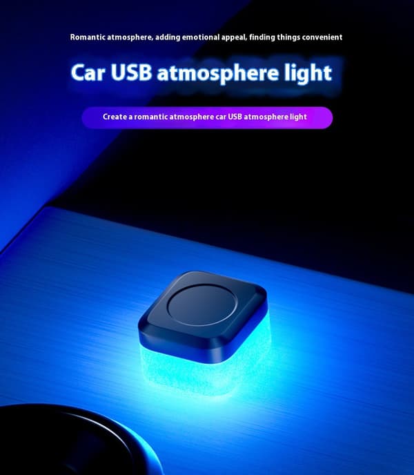 x USB Mini LED-lampa biltillbehör neon stämningsbelysning blå Blue