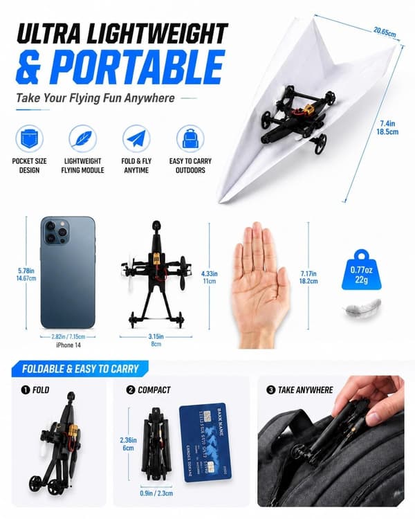 RC Pappersflygplan Motorkit DIY Modellflygplan Startbyggsats med Gyrostabilisator Dubbla Propellrar Vikbar Elektrisk Fjärrkontroll med Flygplan E w/ Plane E