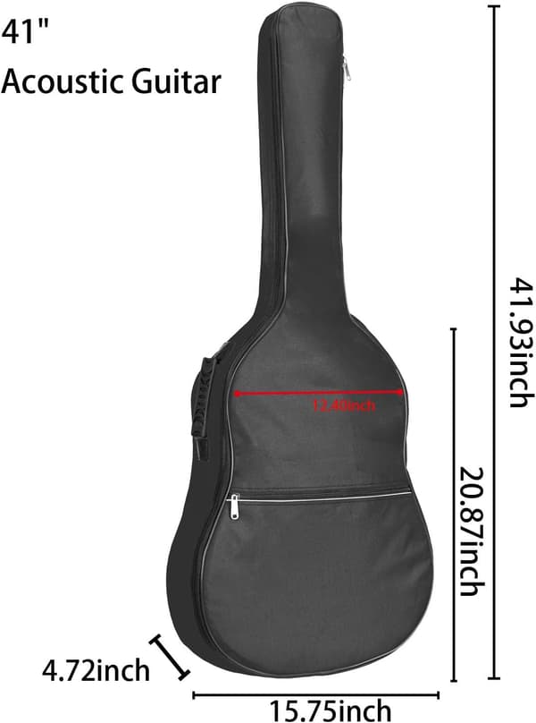 Gitarrfodral, dubbel 5 mm tjock bomullsrem, 40 tum, 41 tum, gitarrfodral i trä, svart
