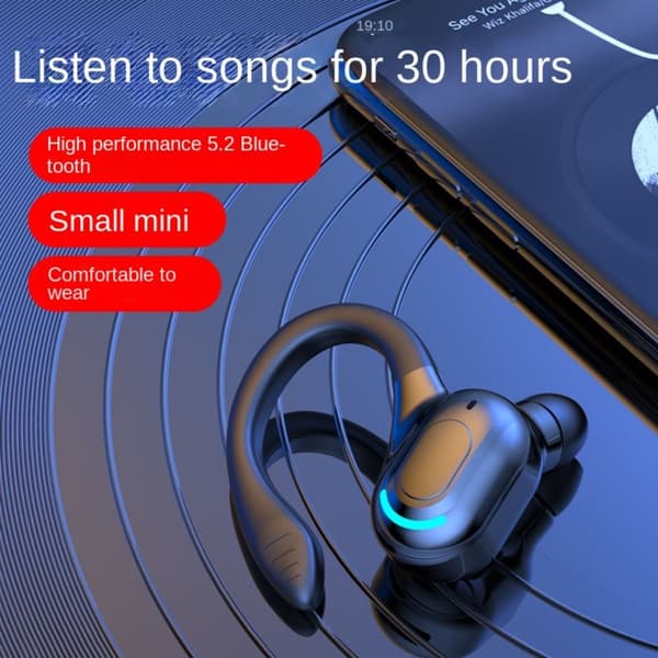 1 stk. Bluetooth hovedtelefon Trådløs øreprop SORT sort
