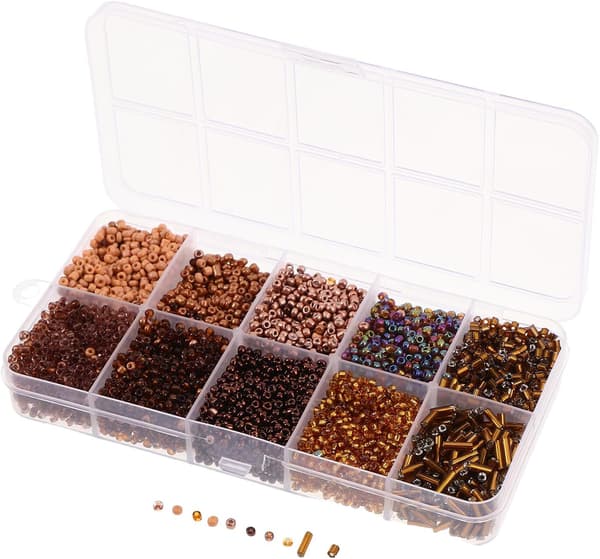 10-pack 2 mm glaspärlor set mini bruna DIY smyckestillverkningspärlor