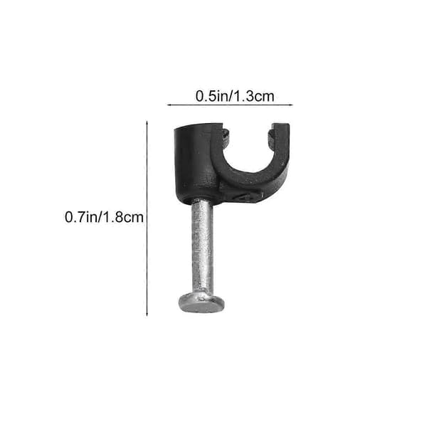 100 stk. kabelklemmer til telefonlinjer, hjemmekontor, skolebrug, 8 mm, sort kabelstyring, sort 1,8x1,3 cm