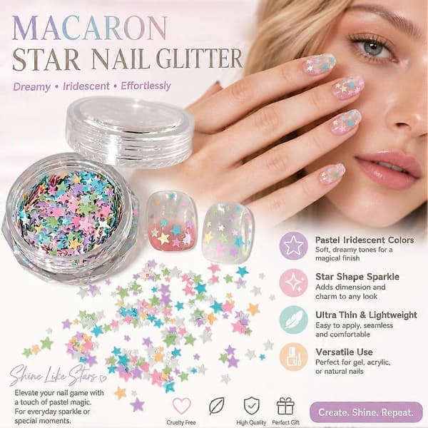 Nagelpaljetter Box - Macaronfärger, 0.1cm, UV Gel, 3D Dekorationscirkel circle